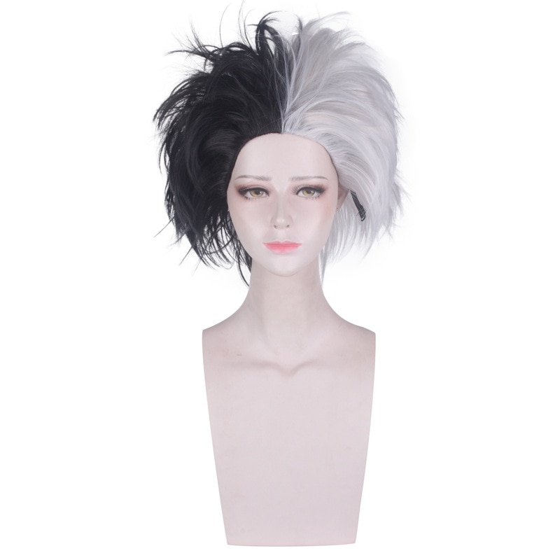 Cruella De Vil Deville Short Wig Cosplay Costume Heat Resistant ... Devil Costume For Women Makeup
